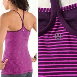 Lululemon Power Y tank in plum stripe raspberry